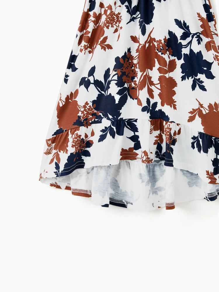 Robe ou t-shirt décontracté assorti pour toute la famille, couleur unie, coutures en tissu bleu roi