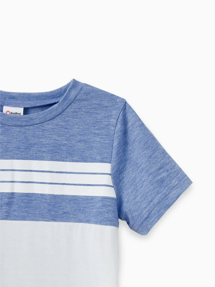 Family Matching Outfit: Floral Smocking Casual Suit BLUEWHITE