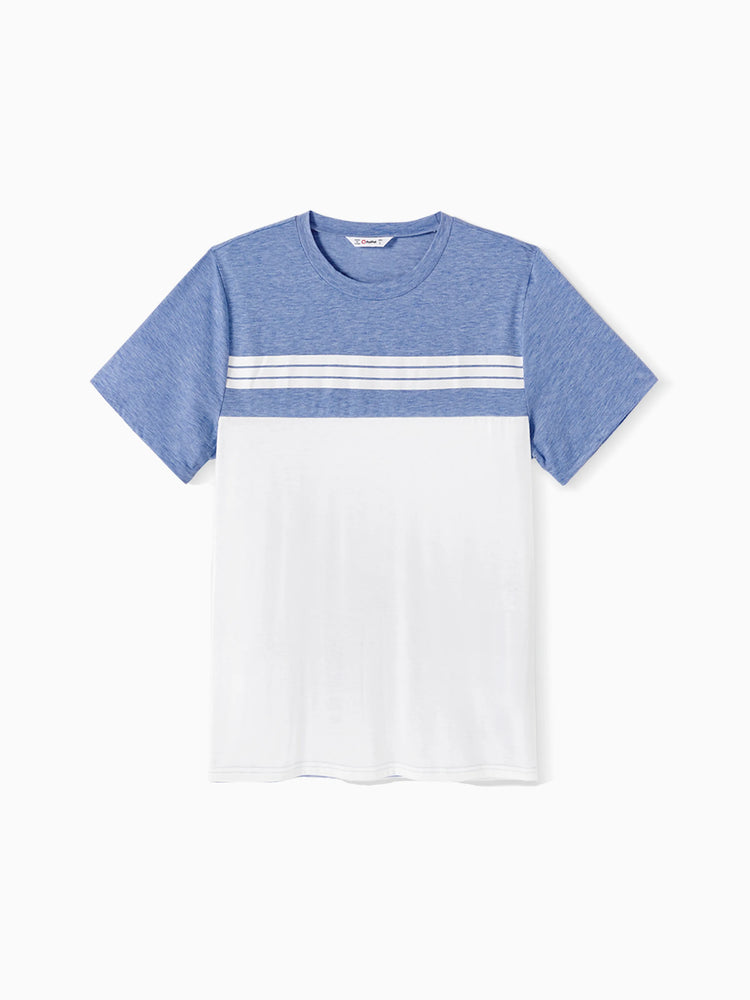 Family Matching Outfit: Floral Smocking Casual Suit BLUEWHITE