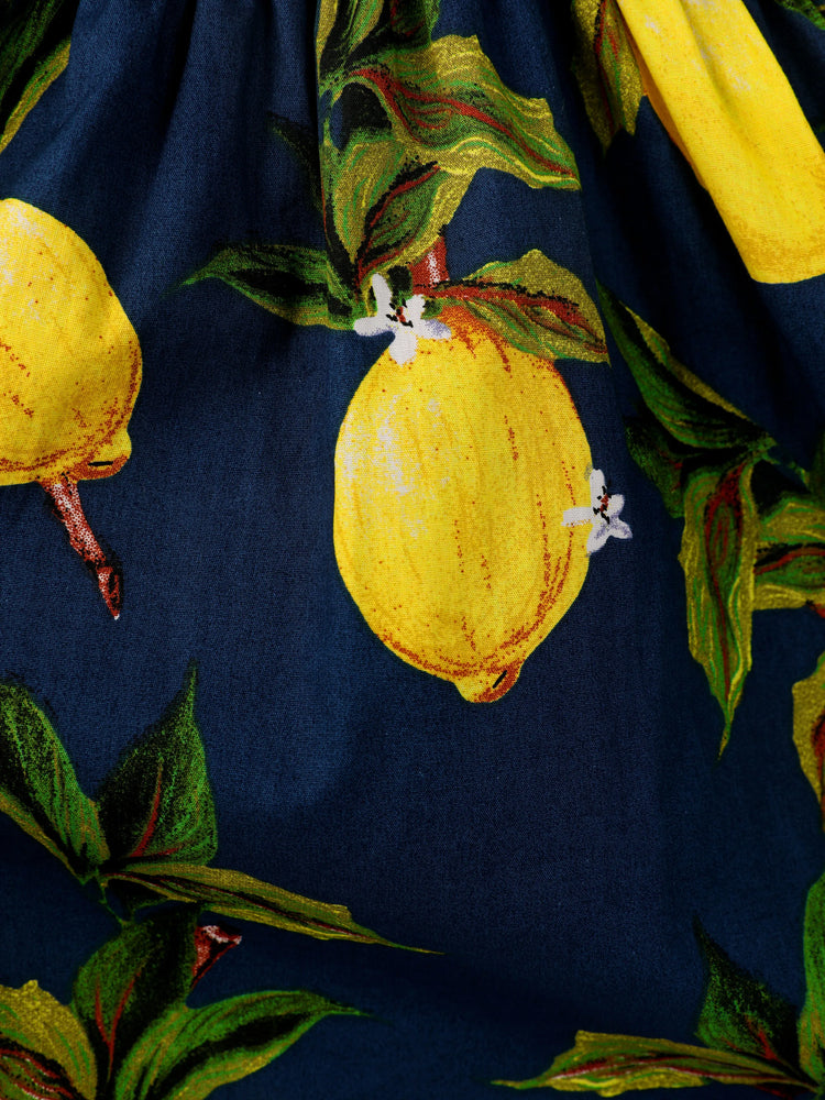 Toddler Girl 100% Cotton Sweet Sunflower Print Smocked Slip Dress Royal Blue