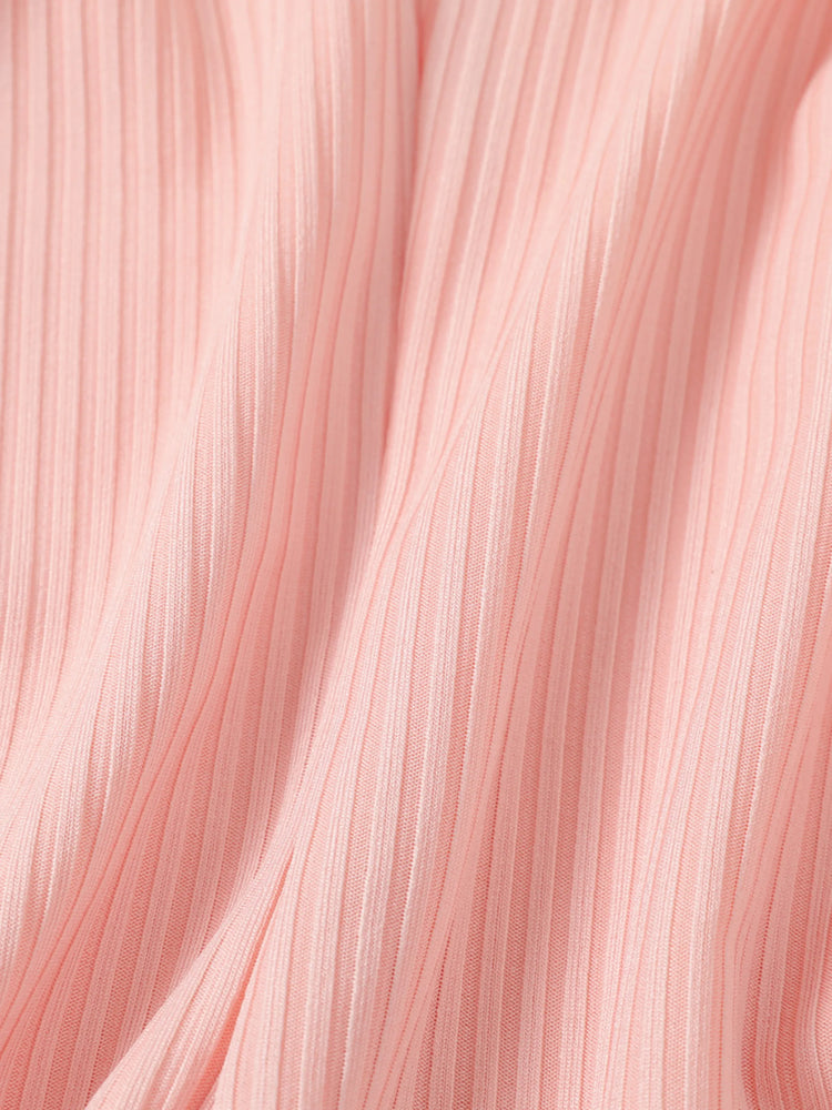 Barboteuse camisole côtelée froncée avec cordon de serrage et imprimé lettre pour petite fille, rose