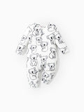 Combinaison bébé garçon à manches longues et boutons motif panda blanc