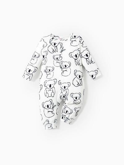 Combinaison bébé garçon à manches longues et boutons motif panda blanc