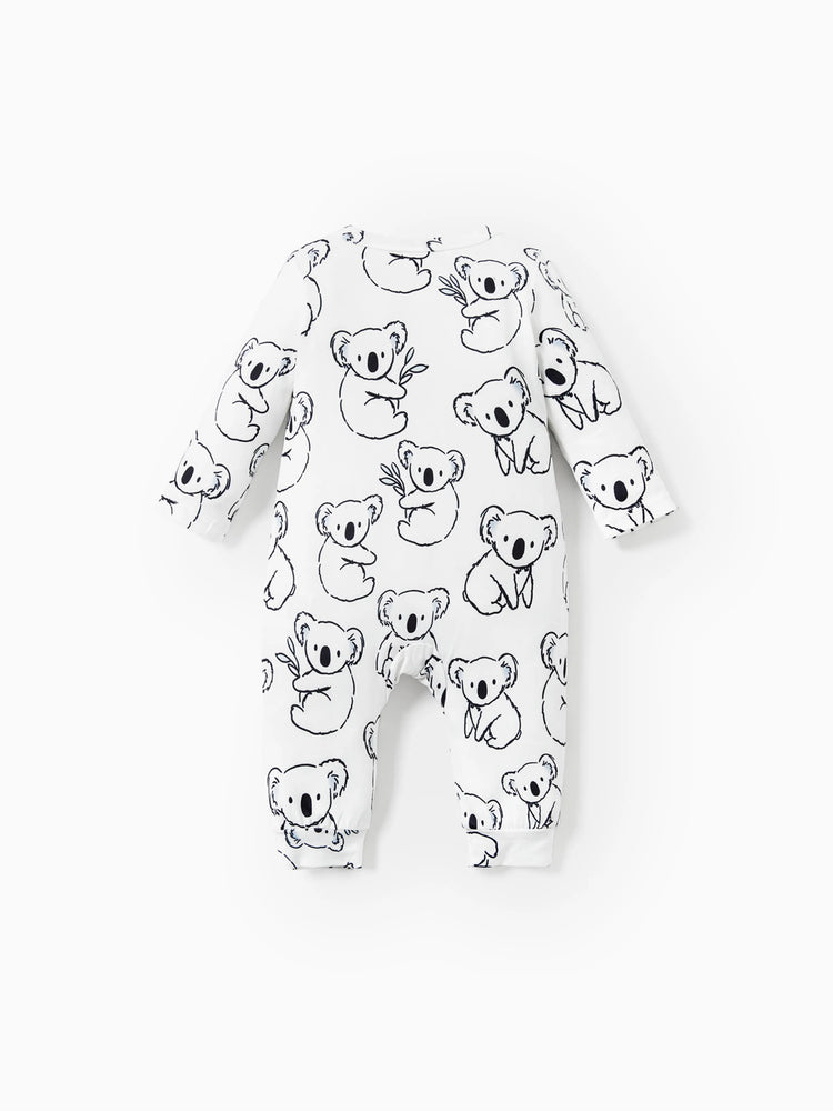 Combinaison bébé garçon à manches longues et boutons motif panda blanc