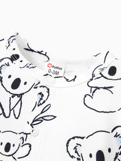 Combinaison bébé garçon à manches longues et boutons motif panda blanc