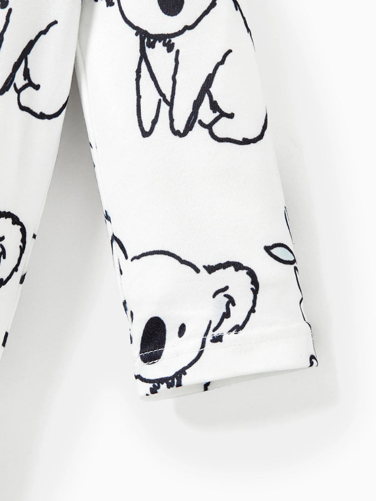 Combinaison bébé garçon à manches longues et boutons motif panda blanc