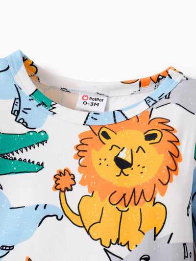 Combinaison bébé garçon à manches longues et boutons motif panda multicolore