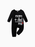 Baby Boy/Girl 95% Cotton Long-sleeve Love Heart and Letter Print Jumpsuit Black