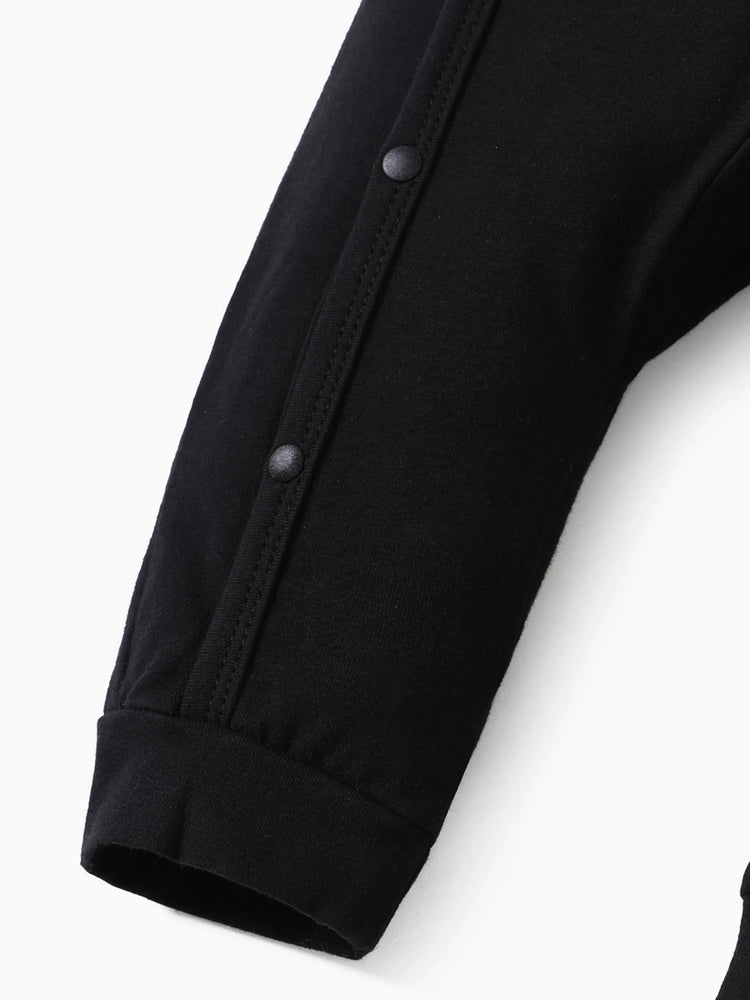 Baby Boy/Girl 95% Cotton Long-sleeve Love Heart and Letter Print Jumpsuit Black