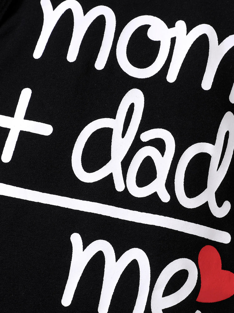 Baby Boy/Girl 95% Cotton Long-sleeve Love Heart and Letter Print Jumpsuit Black