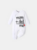Baby Boy/Girl 95% Cotton Long-sleeve Love Heart and Letter Print Jumpsuit White