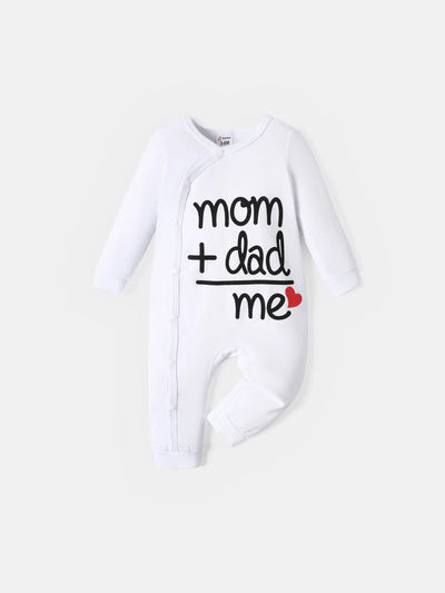 Baby Boy/Girl 95% Cotton Long-sleeve Love Heart and Letter Print Jumpsuit White