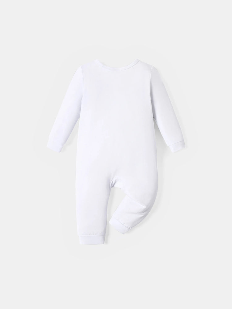 Baby Boy/Girl 95% Cotton Long-sleeve Love Heart and Letter Print Jumpsuit White