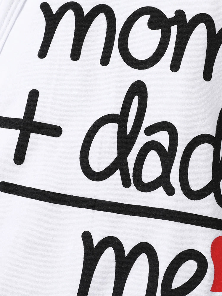 Baby Boy/Girl 95% Cotton Long-sleeve Love Heart and Letter Print Jumpsuit White