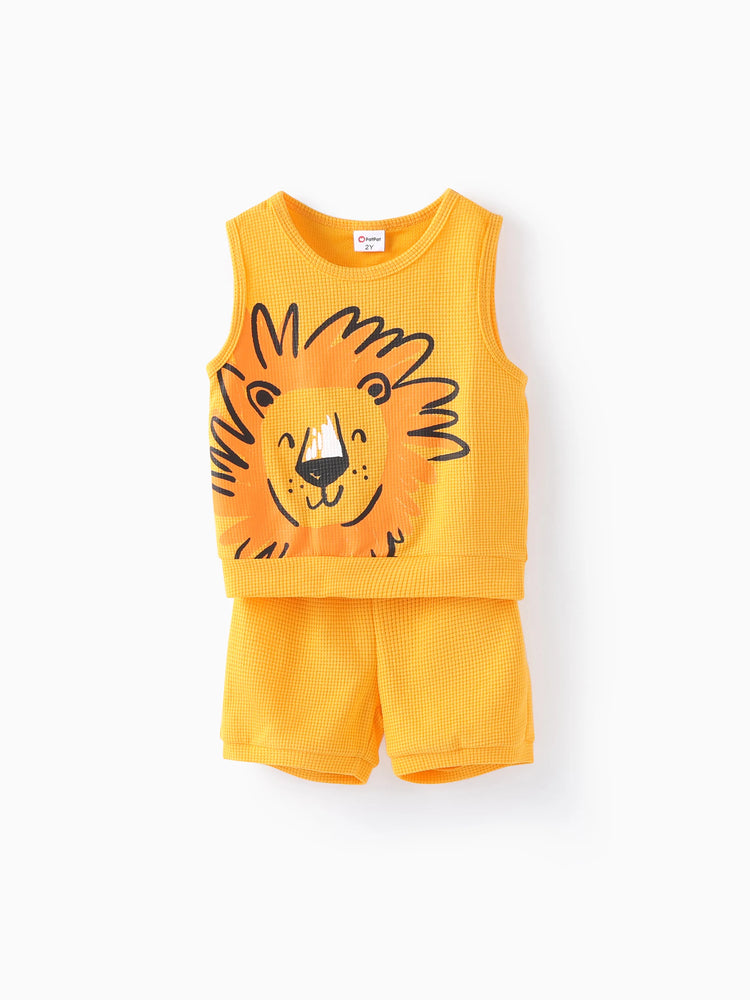 Ensemble 2 pièces débardeur et short imprimé dinosaure pour tout-petit garçon, jaune