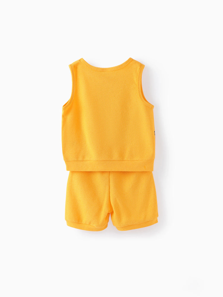 Ensemble 2 pièces débardeur et short imprimé dinosaure pour tout-petit garçon, jaune