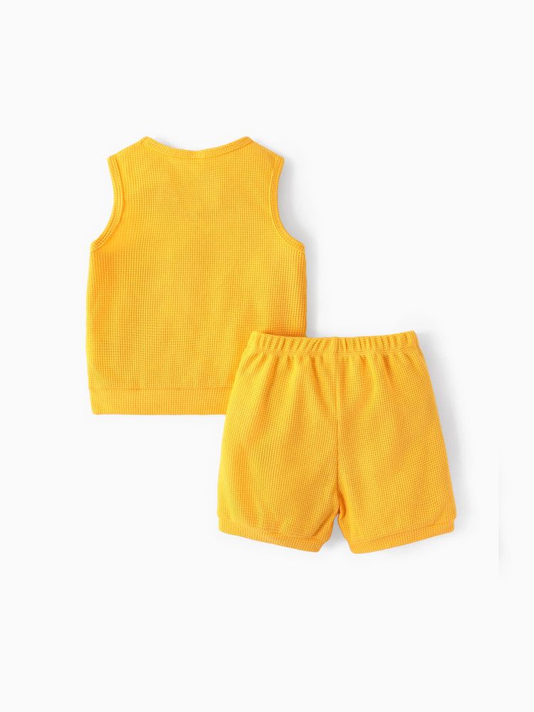 Ensemble 2 pièces débardeur et short imprimé dinosaure pour tout-petit garçon, jaune