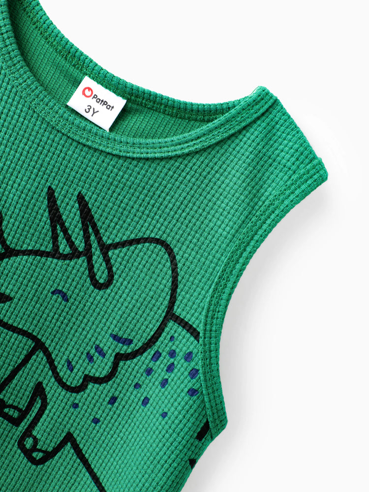 Ensemble 2 pièces débardeur et short imprimé dinosaure pour tout-petit garçon, vert