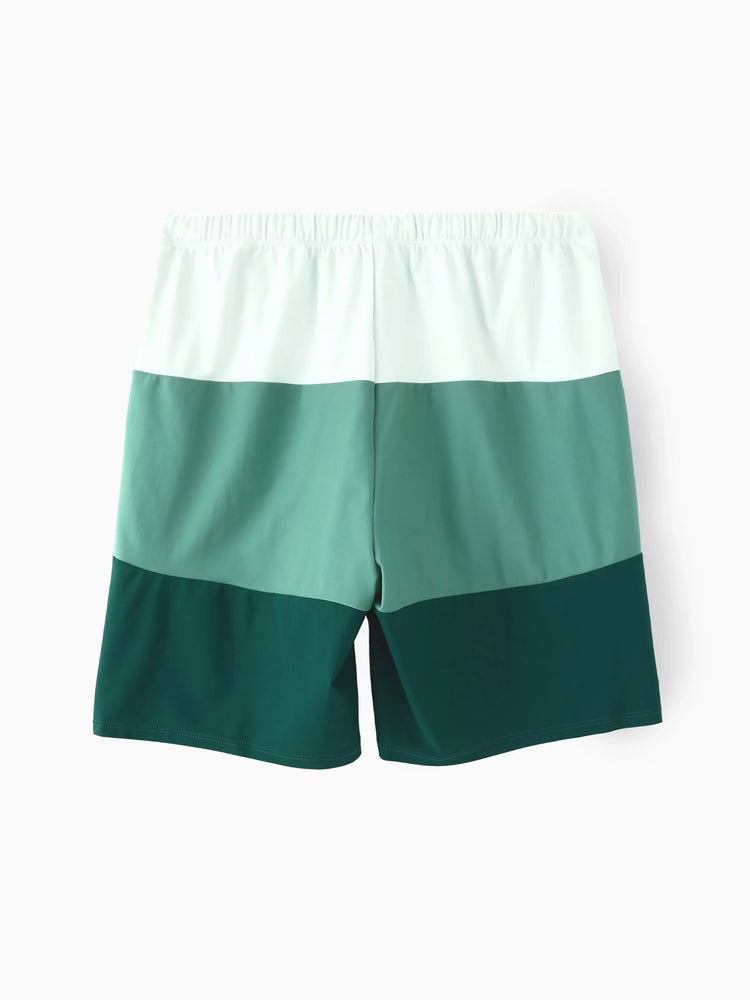 Daddy & Daughter Colorblock Swim Trunks or Wrap Side V-Neck Swimsuit MultiColour