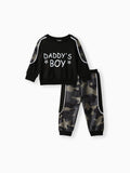 2pcs Baby Boy Casual Style Camouflage Set Black