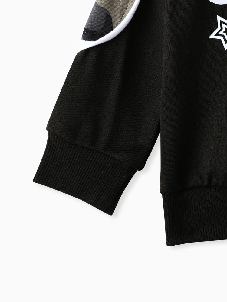 Ensemble 2 pièces camouflage style décontracté pour bébé garçon, noir