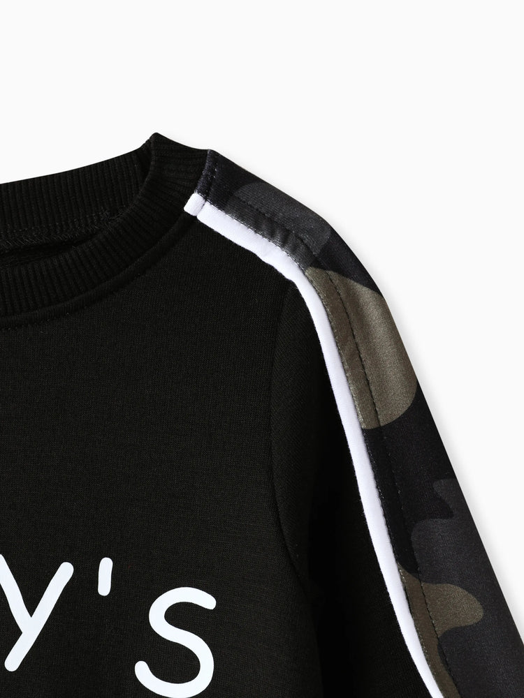 Ensemble 2 pièces camouflage style décontracté pour bébé garçon, noir