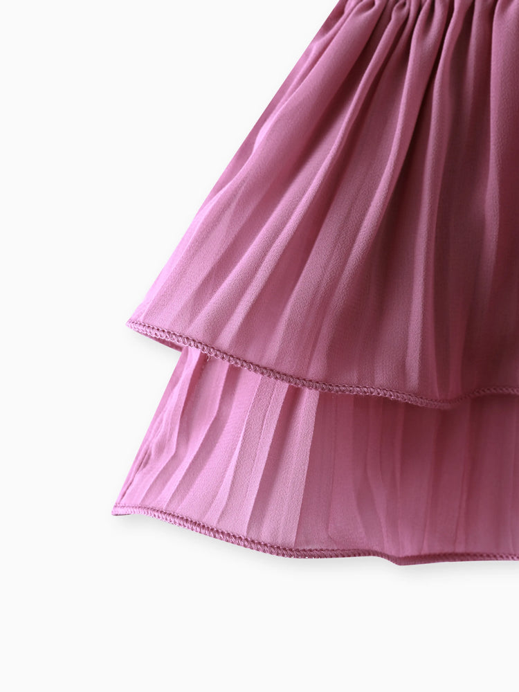 Ensemble 2 pièces élégant caraco plissé et short pour bébé/petite fille Roseo