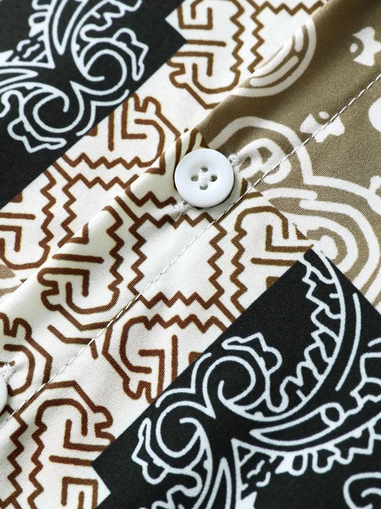 Ensemble 2 pièces décontracté ethnique pour bébé garçon avec revers, 100 % polyester, marron standard