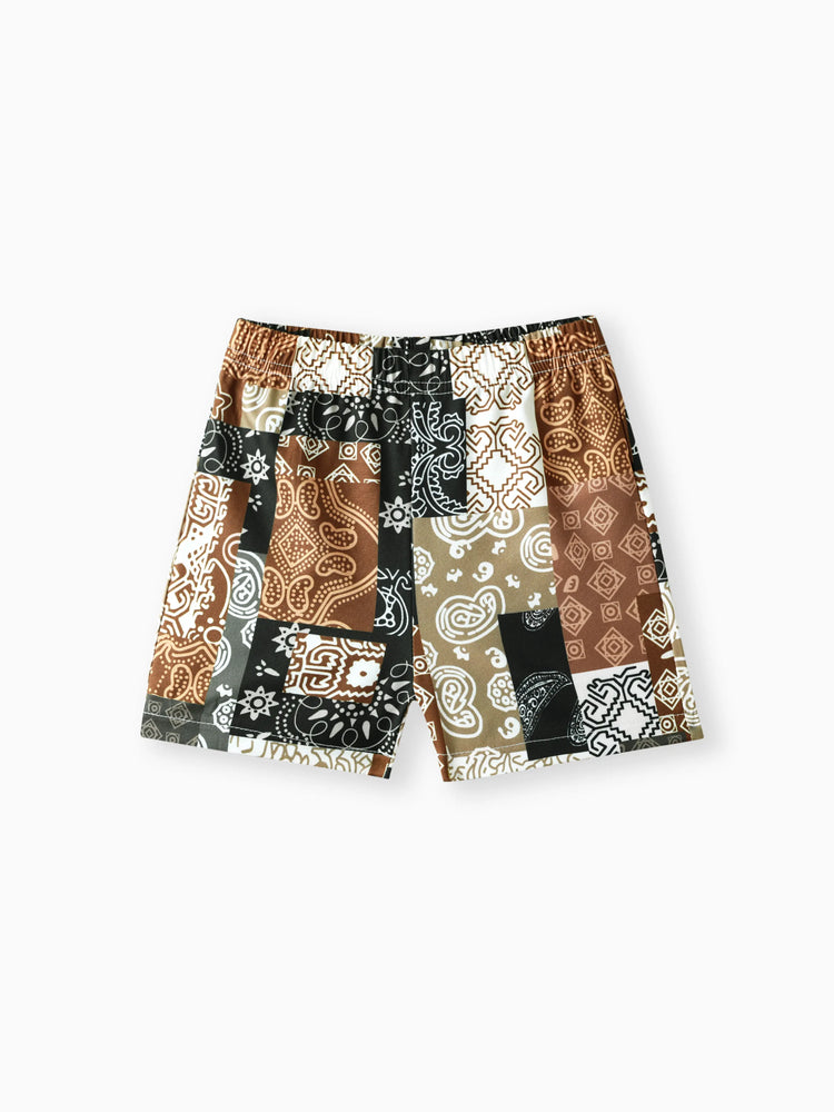 Ensemble 2 pièces décontracté ethnique pour bébé garçon avec revers, 100 % polyester, marron standard