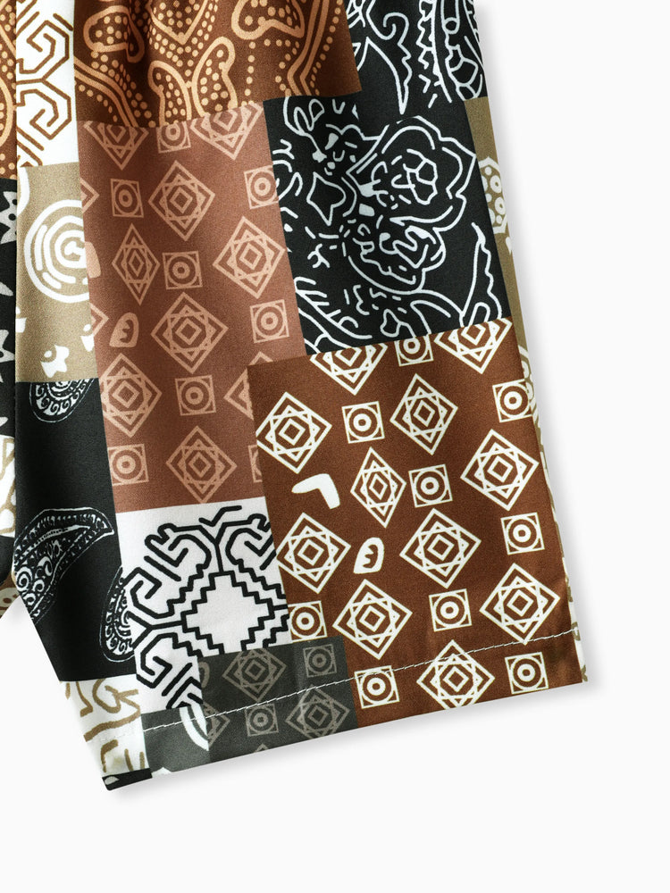 Ensemble 2 pièces décontracté ethnique pour bébé garçon avec revers, 100 % polyester, marron standard