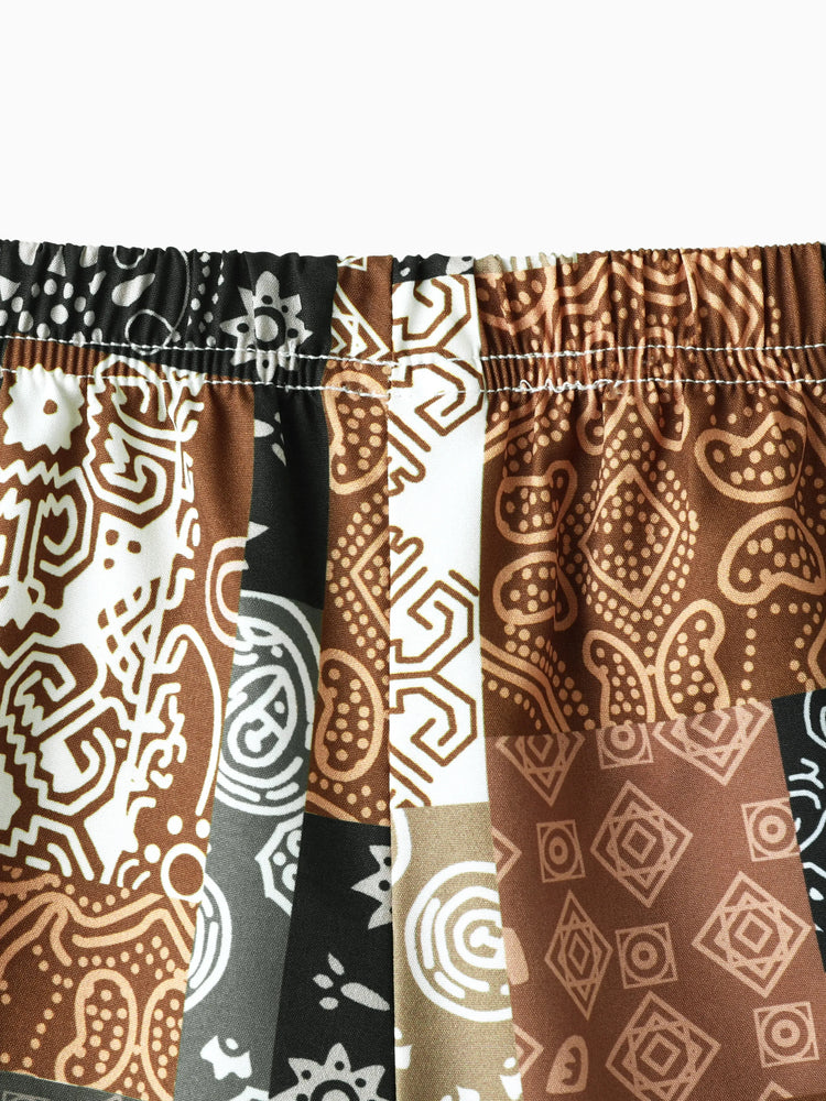 Ensemble 2 pièces décontracté ethnique pour bébé garçon avec revers, 100 % polyester, marron standard