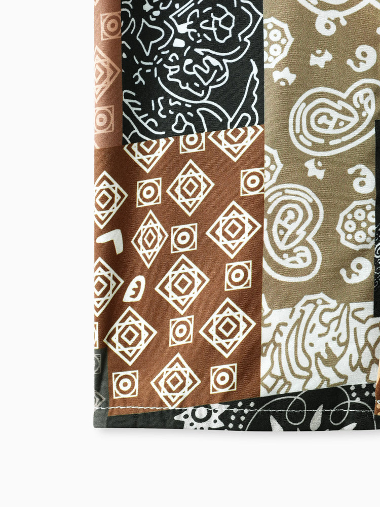 Ensemble 2 pièces décontracté ethnique pour bébé garçon avec revers, 100 % polyester, marron standard