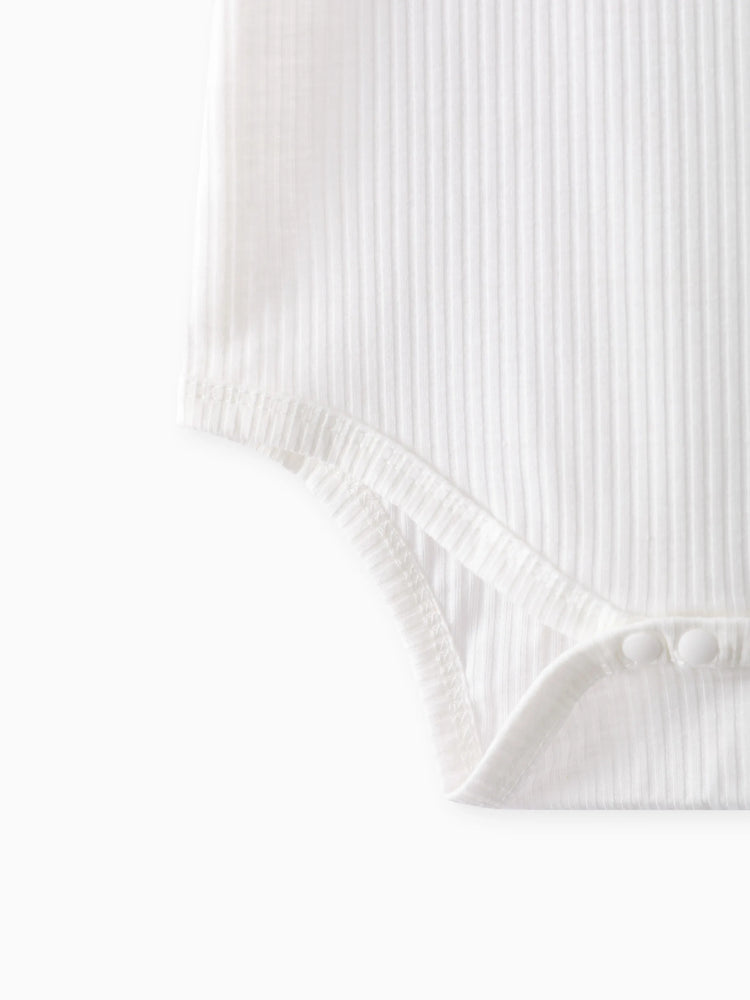 Ensemble 3 pièces pour bébé fille, barboteuse côtelée à manches flottantes en dentelle et jupe à bretelles avec bandeau, couleur gingembre