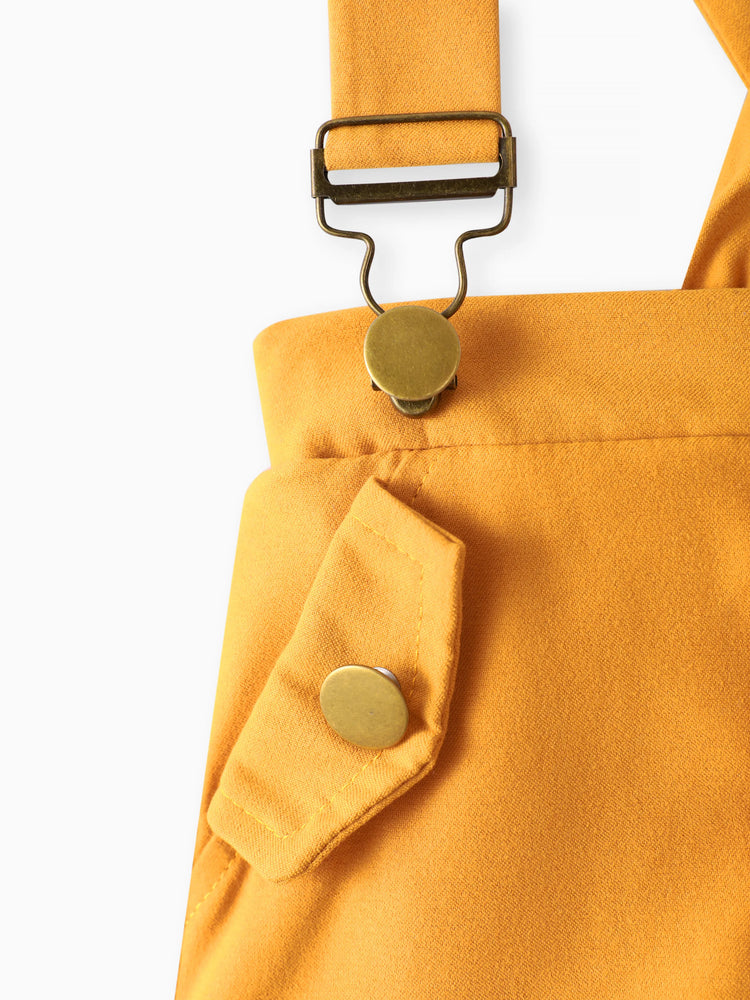 Ensemble 3 pièces pour bébé fille, barboteuse côtelée à manches flottantes en dentelle et jupe à bretelles avec bandeau, couleur gingembre