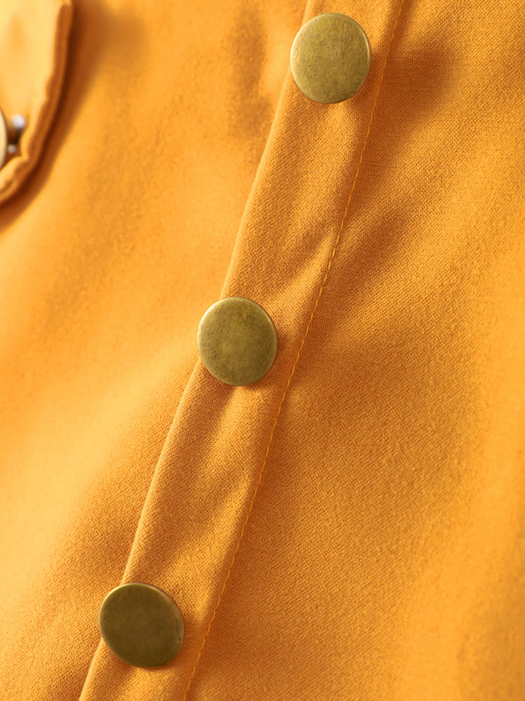 Ensemble 3 pièces pour bébé fille, barboteuse côtelée à manches flottantes en dentelle et jupe à bretelles avec bandeau, couleur gingembre