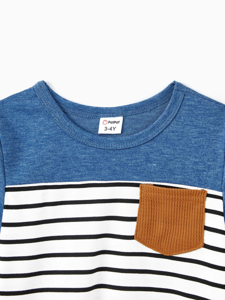 Tenue décontractée et douce assortie pour toute la famille : robes jusqu'au genou, boutons sur le devant, ceinture bleue