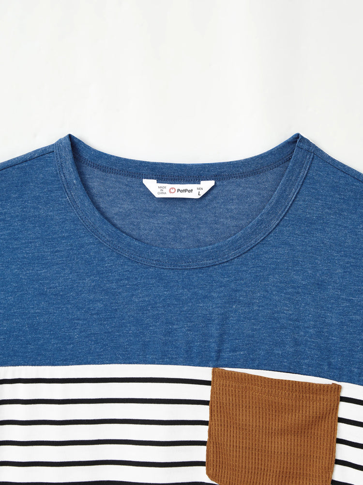 Tenue décontractée et douce assortie pour toute la famille : robes jusqu'au genou, boutons sur le devant, ceinture bleue