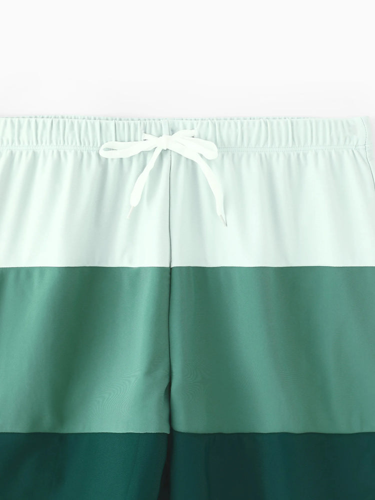 Bañador familiar a juego con bloques de color o traje de baño cruzado con escote en V lateral multicolor