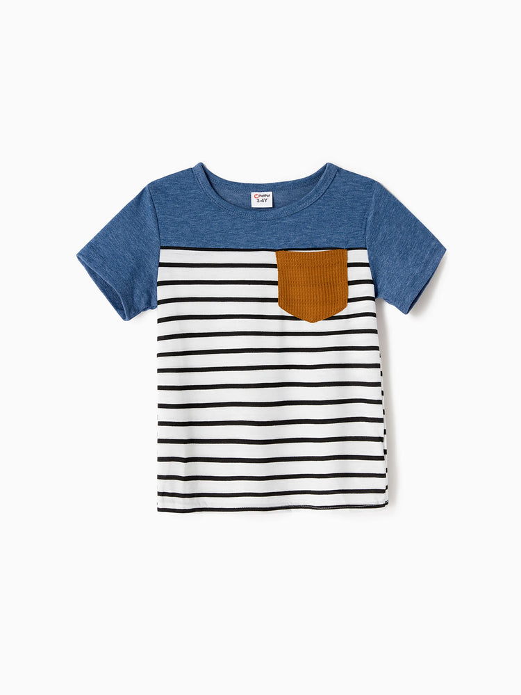 Tenue décontractée et douce assortie pour toute la famille : robes jusqu'au genou, boutons sur le devant, ceinture bleue