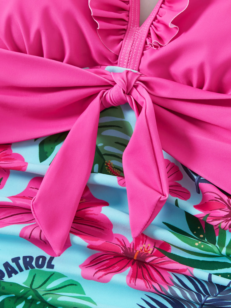 PAW Patrol Family Matching Chase Large Flower All-over Print Swimsuit Roseo