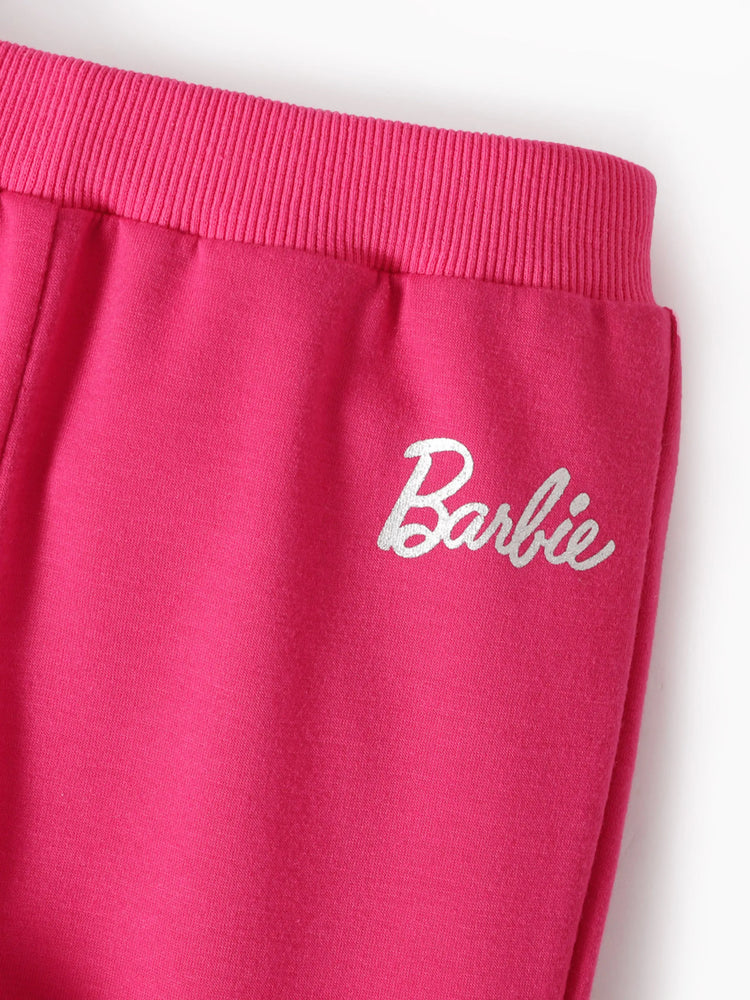 Ensemble 2 pièces Barbie pour petite fille, sweat à capuche rose et pantalon évasé imprimé personnage