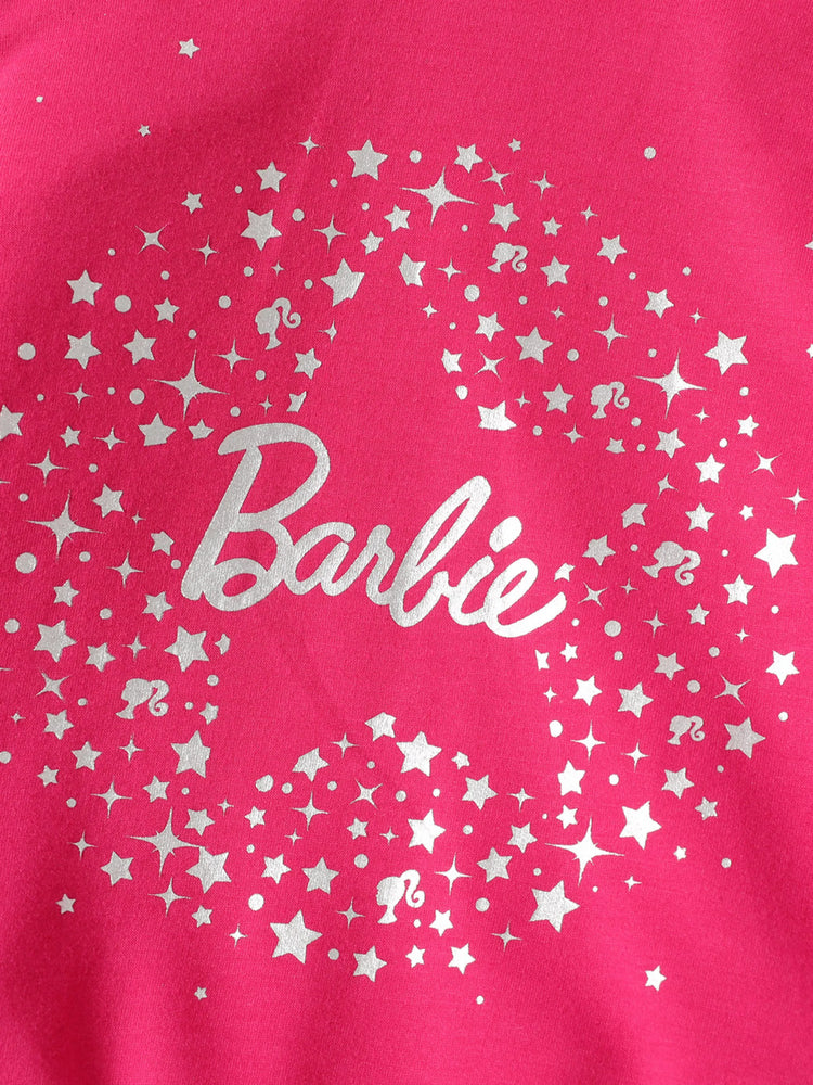 Ensemble 2 pièces Barbie pour petite fille, sweat à capuche rose et pantalon évasé imprimé personnage