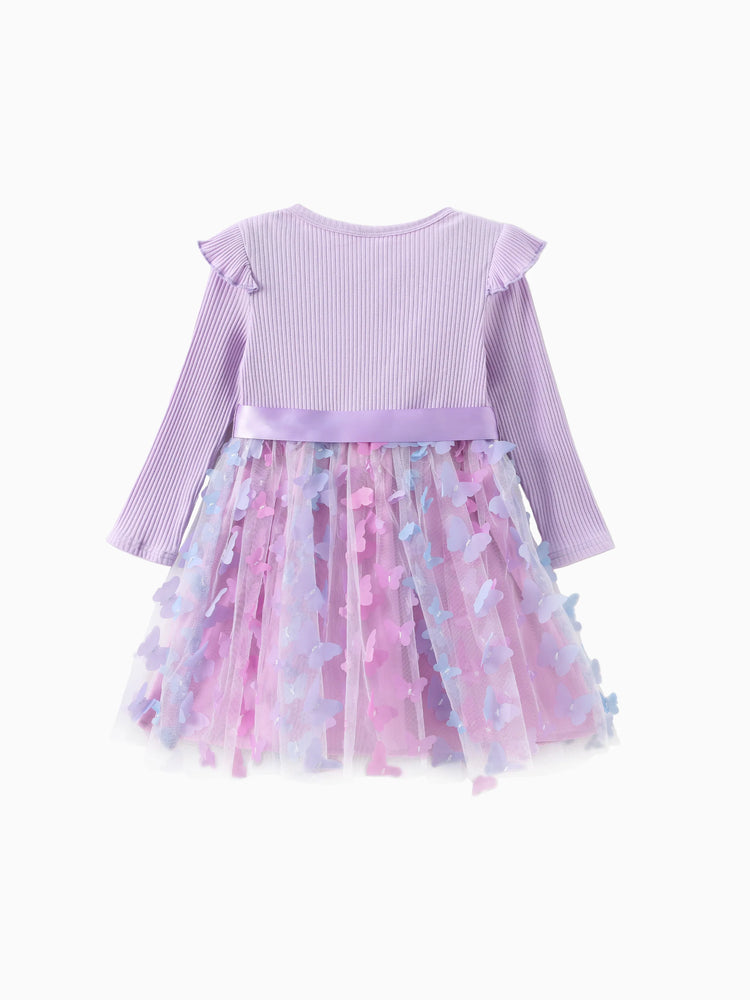 Robe en maille épissée violette pour petite fille