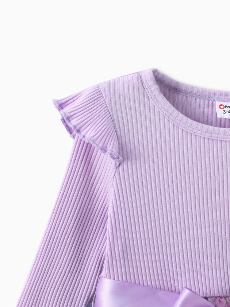 Robe en maille épissée violette pour petite fille