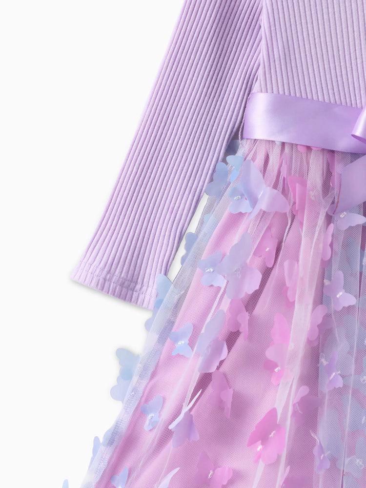 Robe en maille épissée violette pour petite fille