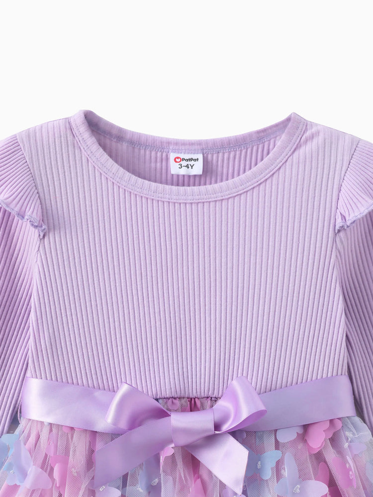 Robe en maille épissée violette pour petite fille