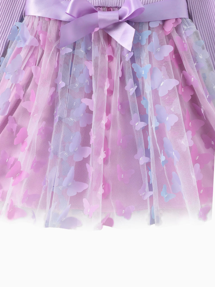Robe en maille épissée violette pour petite fille
