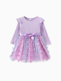 Robe en maille épissée violette pour petite fille