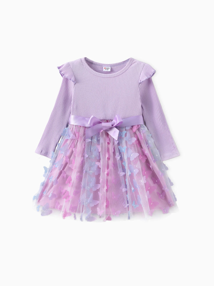 Robe en maille épissée violette pour petite fille