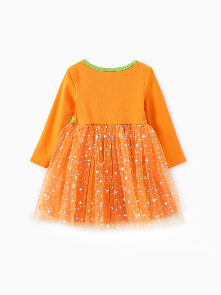 Ensemble 2 pièces Paw Patrol pour petite fille, robe en tulle à manches longues et sac ou chapeau d'Halloween Skye, orange